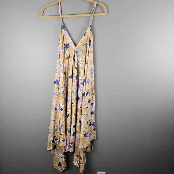 World Market Yellow Floral Jumpsuit Size XL - Picture 1 of 8